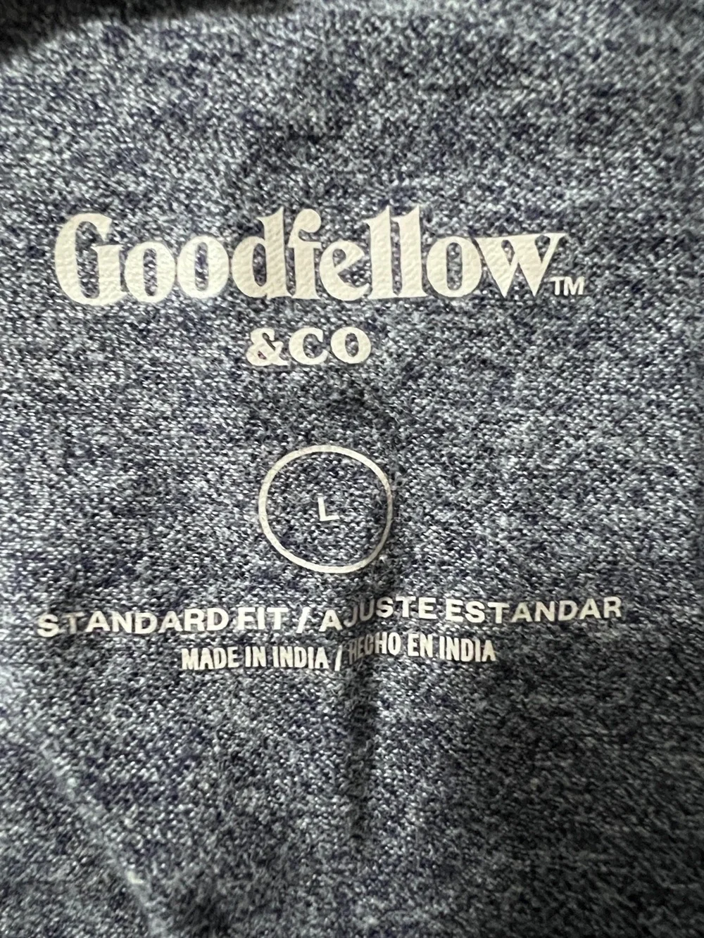 Goodfellow & Co Navy Heather Short Sleeve Tee with White and Red Stripes